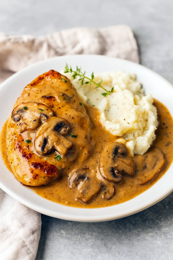 Golden pan-seared chicken breasts in a rich, creamy mushroom herb sauce — an easy one-pan dinner perfect for anyone searching Easy Chicken And Mushrooms, Creamy Chicken And Mushroom Skillet, and Health Dinner Recipes ideas.