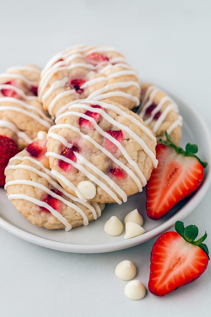 Shortcake Cookies Shortbread rounds studded with berries—classic Shortcake Cookies meets Easy Strawberry Cookies in every glazed bite.