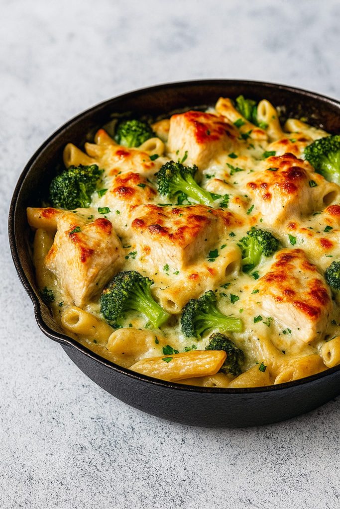 Golden-baked Chicken Broccoli Alfredo in a casserole dish, creamy pasta studded with broccoli and chicken — a great example of Recipes That Use Chicken, suitable for Nut Free Dinner Recipes, fits right into Clean Eating Dinners For Family Simple Recipes, is perfect for chilly nights as an Easy Winter Dishes choice, and serves beautifully as Dinner Recipes For Family With Chicken.