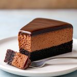 Slice of decadent Chocolate Cake With Chocolate Mousse, inspired by French Mousse Cake, with a rich chocolate base and silky mousse topping, perfect for anyone searching Frosting Ideas For Chocolate Cake or a quick Chocolate Mousse Recipe Easy, also shown as a Mini Mousse Cake version.