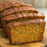 Close-up of a sliced, golden Soft Carrot Apple Cloud Bread loaf, showcasing soft crumb studded with apple chunks for an Apple Bread Recipe vibe, fine-tuned like a Healthy Carrot Apple And Sultana Loaf and drizzled in tropical notes reminiscent of the Pineapple Carrot Bread Recipe Allrecipes style.