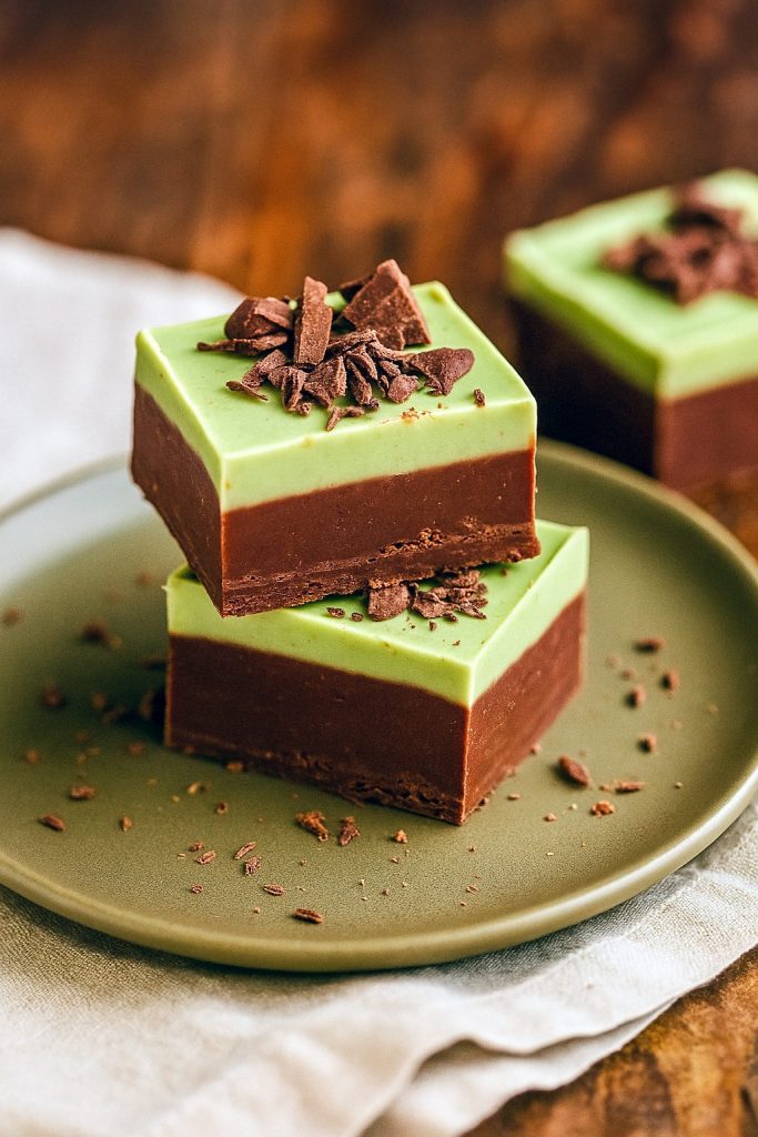 Creamy Chocolate Mint Fudge layered with minty green and rich chocolate, perfect for Mint Fudge Recipes Easy, Fun Fudge Flavors, and cool Summer Fudge Recipes to satisfy your Mint Dessert cravings.