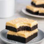 Close-up of Salted Caramel Chocolate Sugar Cookie Bars topped with creamy salted caramel frosting and sea salt, inspired by Salted Caramel Oatmeal Chocolate Chip Cookie Bars and Choc Chip Caramel Cookie Bars, perfect for fans of Gooey Salted Caramel Chocolate Chip Cookie Bars, Caramel Dessert Recipes, and decadent Caramel Desserts like Chocolate Cookie Bars or Lemon Sugar Cookies.