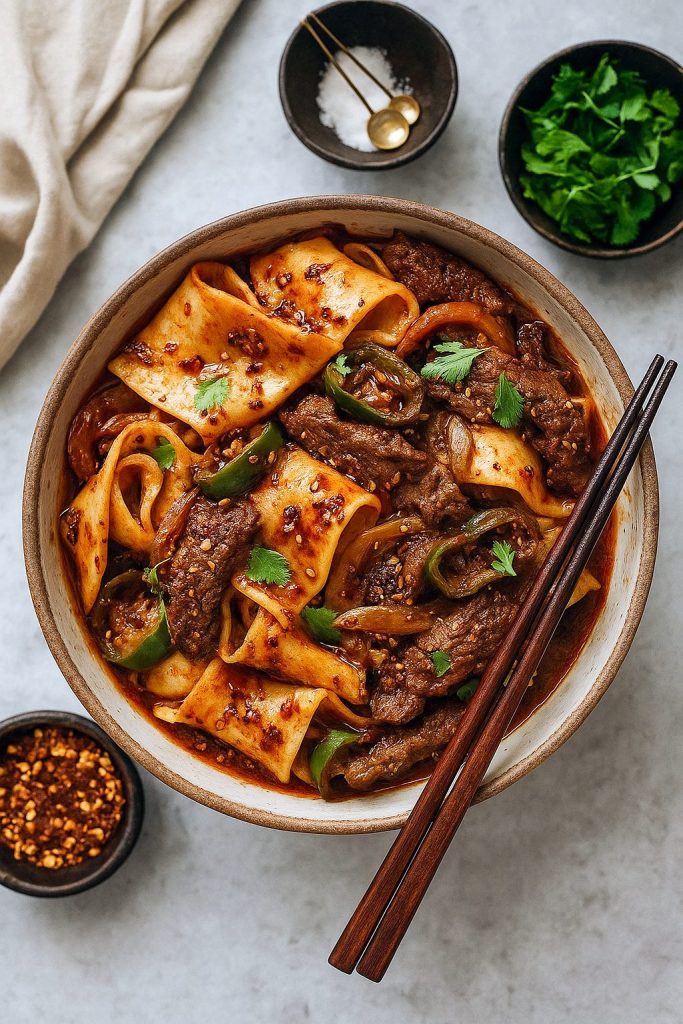 Spiced Lamb served over noodles, a flavorful dish combining bold spices for a quick meat dinner perfect for modern meals and special occasions.